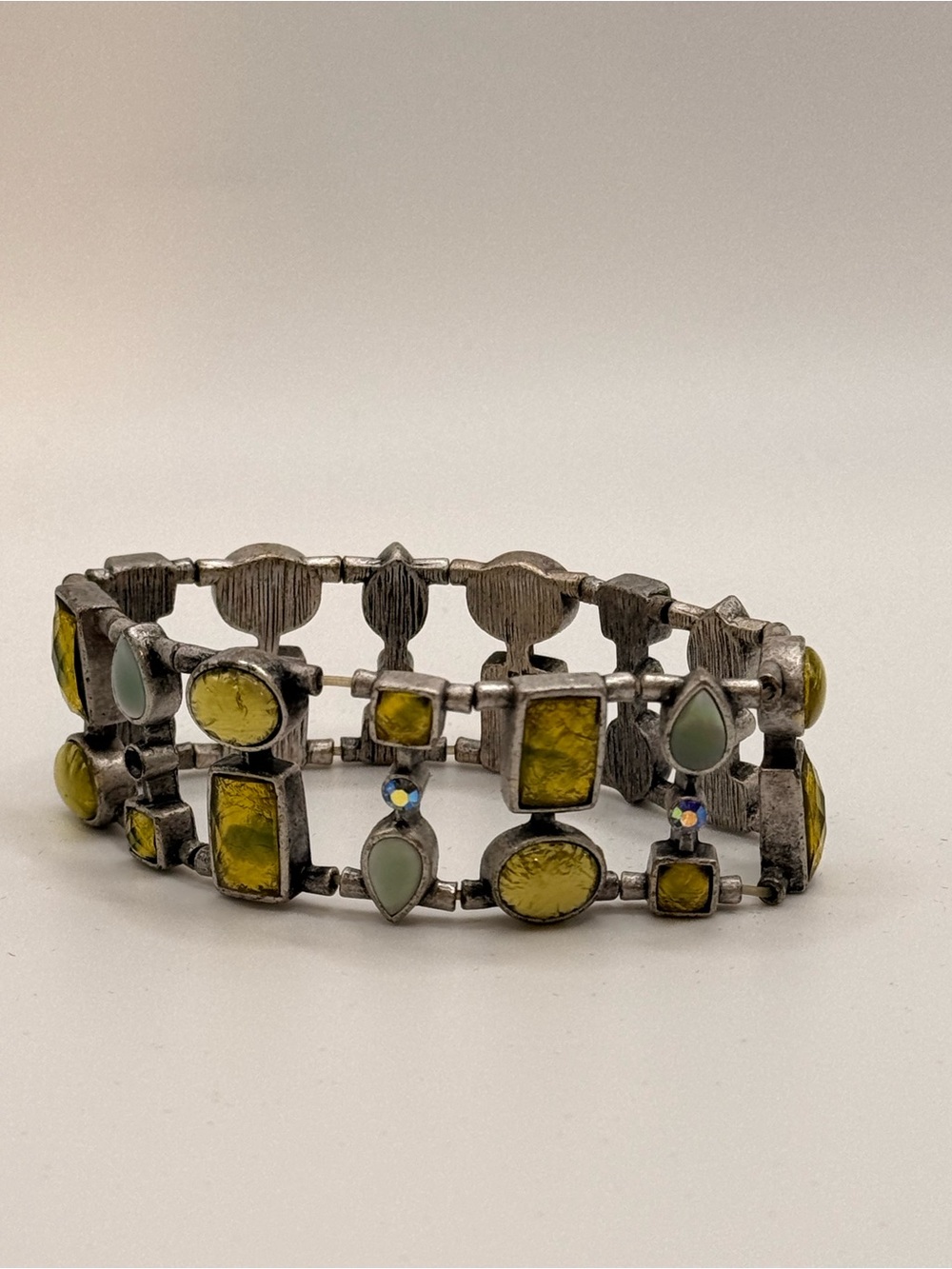 Lia Sophia Yellow and Mint Geometric Stretch Bracelet